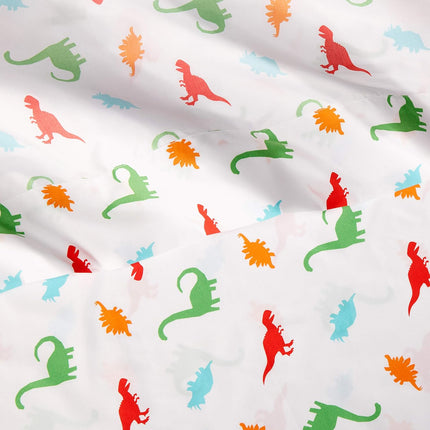 Kids Twin Microfiber Sheet Set – 3-Piece Soft Breathable Bedding with Fitted Sheet, Easy-Wash Animal Print Dinosaur Bed Sheets for Boys & Girls