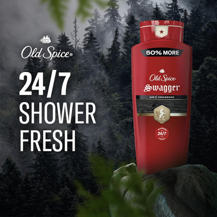 Old Spice Swagger Body Wash for Men – Cedarwood Scent 3X Defense Shower Gel 2-Pack