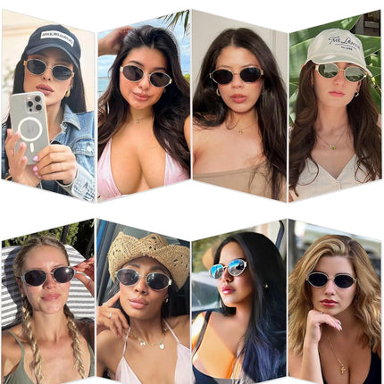 Retro Oval Sunglasses for Women Trendy Classic Shades UV400 Protection SJ1256