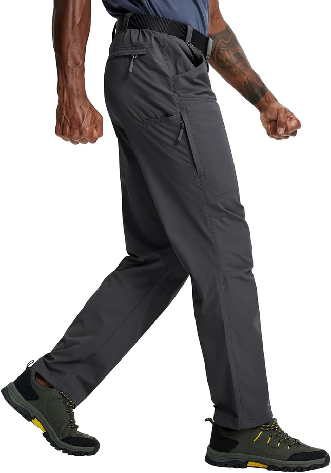 Mens Hiking Pants Lightweight Cargo Work Tactical Nylon Stretch Waterproof Quick Dry Fishing Travel Outdoor 6 Pockets