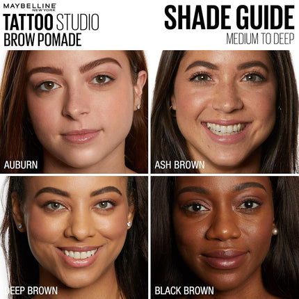 Maybelline Tattoostudio Brow Pomade Long Lasting, Buildable, Eyebrow Makeup, Black Brown, 1 Count