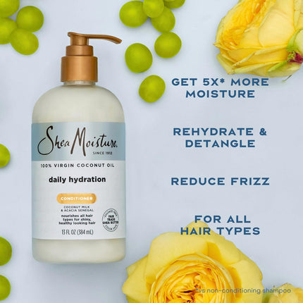 Shea Moisture Daily Hydrating Conditioner Virgin Coconut Oil for All Hair Types Sulfate-Free 13 Oz
