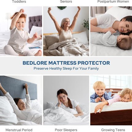 Waterproof Mattress Protector, Queen Size Mattress Pad Noiseless with Deep Pocket 6"-18" Depth, Soft Breathable Dirt-Proof Bed Mattress Cover Washable for Home, Bedroom, Hotel (Gray)