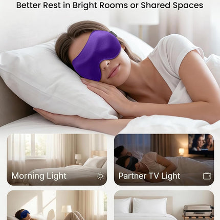 3 Pack Sleep Masks for Side Sleepers, True Blackout 3D Eye Mask for Sleeping, Zero Eye Pressure, Lash-Friendly, Adjustable Soft Eye Cover for Women Men, Travel Night Blindfold