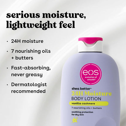 Shea Better Body Lotion Vanilla Cashmere, 24-Hour Moisture Skin Care, Lightweight & Non-Greasy, Natural Shea, Vegan, Vanilla Body Lotion, 16 Fl Oz