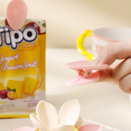4 Pack Flower Blossom Magnetic Bag Clips, Cute Cherry Blossom Fridge Magnets, Pink Snack Food Sealer, 27 Detachable Petal Bag Clips