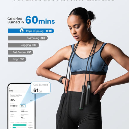 RENPHO Cordless Jump Rope, Weighted Jump Rope with Counter, Jump Ropes for Fitness, Smart Skipping Rope for Crossfit