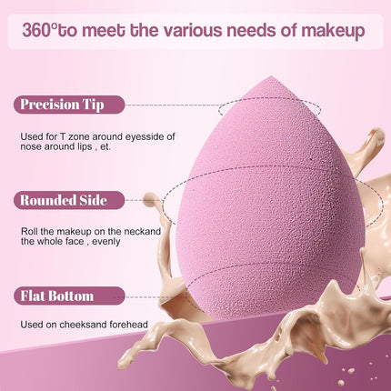 Makeup Sponge Set  Triangle Puff 14PCS Non-Latex Beauty Blender Sponges with Travel Case, Soft Makeup Puff for Foundation, Concealer, Cream & Powder, Face & Eye Blending for Sensitive Skin