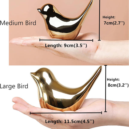 Small Birds Statues Gold Home Decor Modern Style Figurine Decorative Ornaments for Living Room, Bedroom, Office Desktop, Cabinets