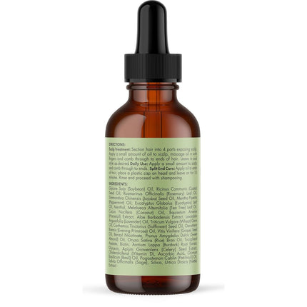 Rosemary & Mint Hair Oil - Strengthening Biotin Oil Infused Frizzy & Damaged Hair Care - Split Ends & Dry Scalp Treatment to Support Longer, Healthier Strands, 2 Ounce