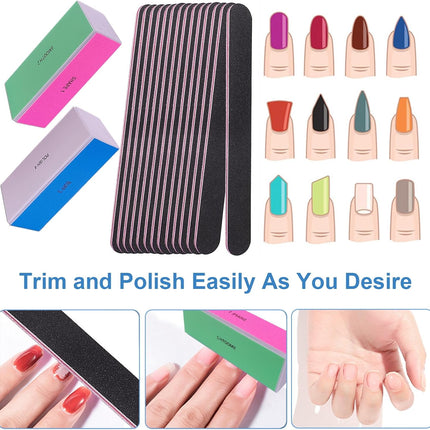 Nail File and Buffer Set, 4 Way Nail Buffers Shine Kit Professional Nail Files for Natural Nails Manicure Filer Filing Polishing Buff Nail Care Smoother Buffing Fingernail 100/120/240/600/3000 Grit