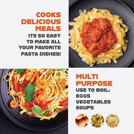5 Quart Stock Pot Multipurpose Pasta Pot with Strainer Lid & Twist and Lock Handles, Nonstick Ceramic Surface Makes for Effortless Cleanup with Tempered Glass Lid, Dishwasher Safe | Twist and Lock Handles, Non Toxic Ceramic Non Stick Coating, for Cooking Soup, Spaghetti, Rice, Dishwasher Safe - Copper