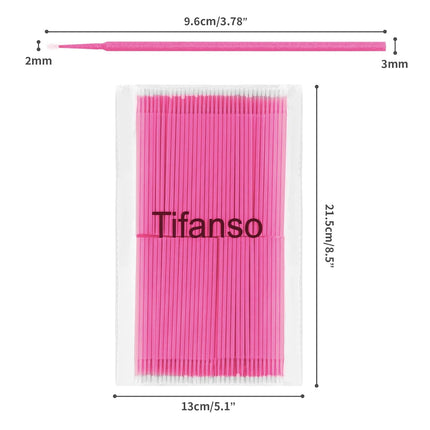 400PCS Micro Cotton Swabs, Disposable Eyelash Microswabs for Eyelash Extensions, Lash Brush Applicators Pink(Head Diameter: 2.0Mm)