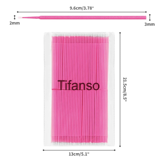 400PCS Micro Cotton Swabs, Disposable Eyelash Microswabs for Eyelash Extensions, Lash Brush Applicators Pink(Head Diameter: 2.0Mm)