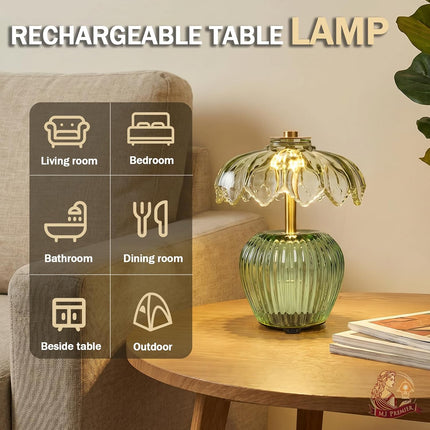 Rechargeable Table Lamp, Small Cordless Lamp with Timer, Green