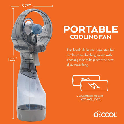 Deluxe Handheld Battery Powered Water Misting Fan (Grey)