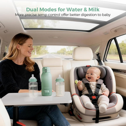 Portable Bottle Warmer for Travel – Dual Heating Modes for Breast Milk & Water, Portable Milk Warmer with Fast Heating & Long Battery Life, 17 Ounces Large Capacity to Meet Your All-Day Needs
