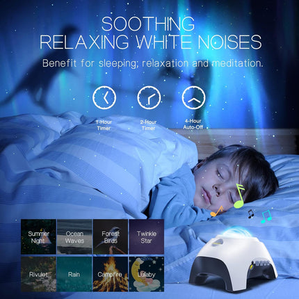 Northern Galaxy Light Aurora Projector with 33 Light Effects, Night Lights LED Star Projector for Bedroom Nebula Lamp, Remote Control, White Noises, Bluetooth Speaker for Parties White