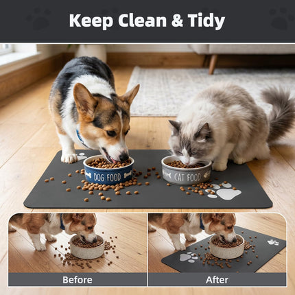 Pet Feeding Mat-Absorbent Dog Mat for Food and Water Bowl-No Stains Easy Clean Dog Food Mat-Quick Dry Water Dispenser-Puppy Supplies Accessories