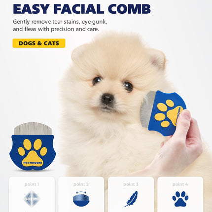 Professional Eye Comb for Pets | Stainless Steel Tear Stain Remover for Cats & Dogs | Gentle Round-Head Grooming Tool | Compact & Portable for Eye Gunk Removal