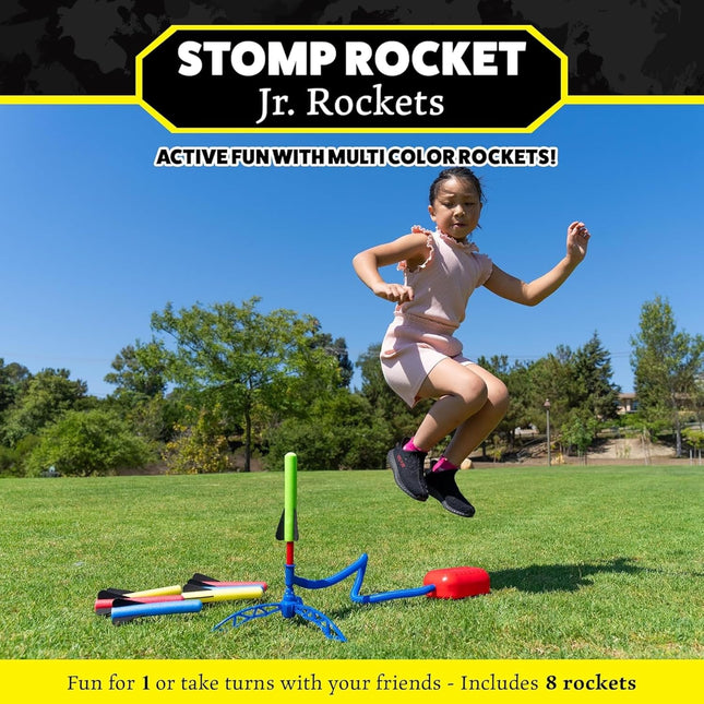 Jr Multi-Color Rocket Launcher for Kids, 8 Rockets | Fun Outdoor Toys for Boys & Girls, Ages 3 & up - Soft Foam Blaster Set Soars up to 100Ft - STEM Toys for outside & Backyard