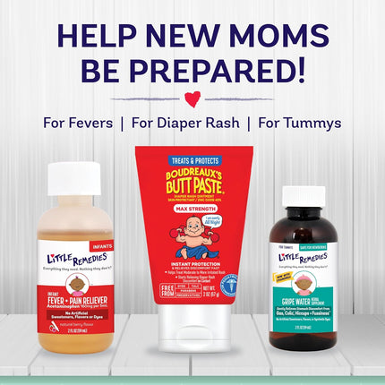 New Baby Essentials Kit with Saline Nasal Spray, Diaper Rash Cream, Gas Relief Drops, Gripe Water & More, Safe for Newborns