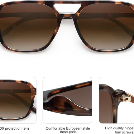 Retro Aviator Sunglasses for Women Men,Trendy Rectangle Womens Mens Shades Sun Glasses SJ2202