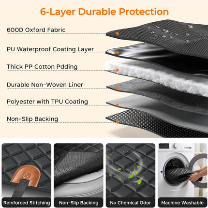 Dog Car Seat Cover for Pets 100% Waterproof Seat Cover Hammock 600D Heavy Duty Scratch Proof Nonslip Durable Soft Back Seat Covers for Cars and Suvs