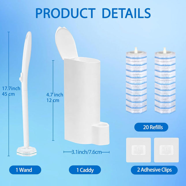 Disposable Toilet Brush Cleaning System, with 20 Pcs Brush Bowl for Clorox
