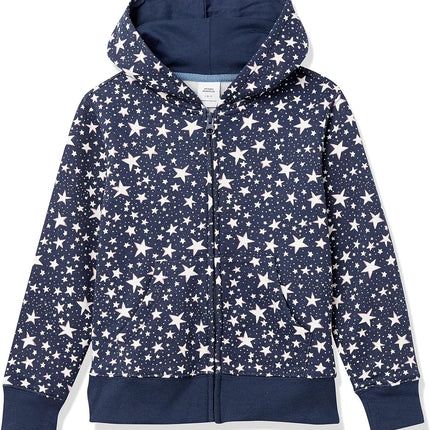 Girls and Toddlers' Fleece Zip-Up Hooded Sweatshirt with Lined Hood and Rib Knit Detail