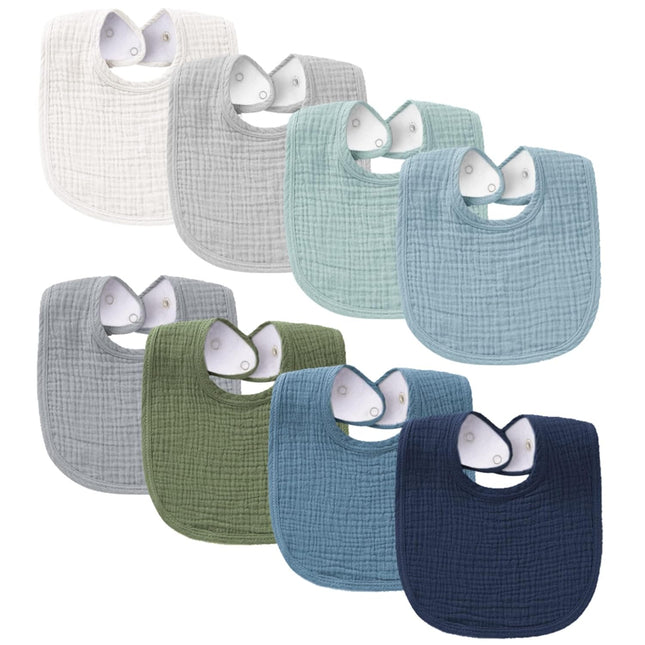 Muslin Baby Bibs 8 Pack Baby Bandana Drool Bibs Cotton for Unisex Boys and Girls, Soft Absorbent Set for Teething and Drooling