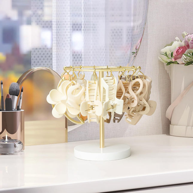 Claw Clip Organizer 16 Metal Hooks Display Holder Hair Clip, Gold