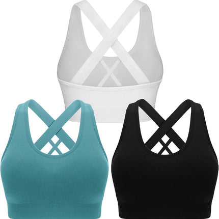 Sports Bras for Women Padded High Impact Seamless Criss Cross Back Workout Tops Gym Activewear Bra Large