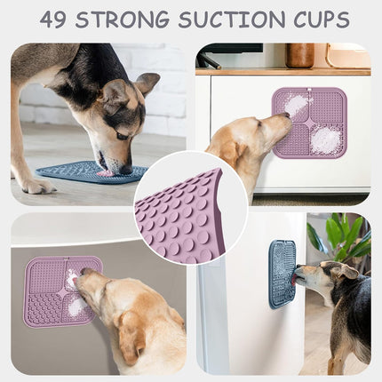 2 Pack Lick Mat for Dogs,Cats,Upgraded 8.5×8.5 Inches Licking Mats with Suction Cups,Slow Feeder Licking Pad for Anxiety Relief and Boredom Reducer,Suitable for Dog Training Set 4