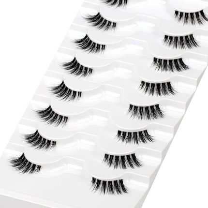 Fake Eyelashes Strips Half Lashes for Nude Makeup with Spikes Natural Small Accent Lashes 3/4 Band Short Wispy Volume Corner Eyelash 8 Pairs Pack
