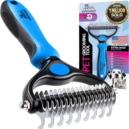 Deshedding Dog Brush for Shedding – Cat Brushes for Indoor Cats, Double-Sided Cat Brush Deshedding & Grooming Tool for Long Haired and Short Haired Dogs, Skin-Friendly