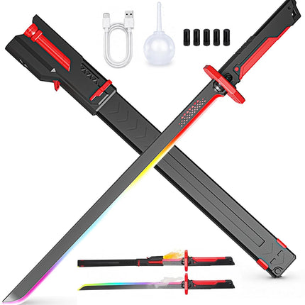 Cyberpunk LED Sword 31.5" RGB Katana with Spark Mist Sound for Cosplay Red