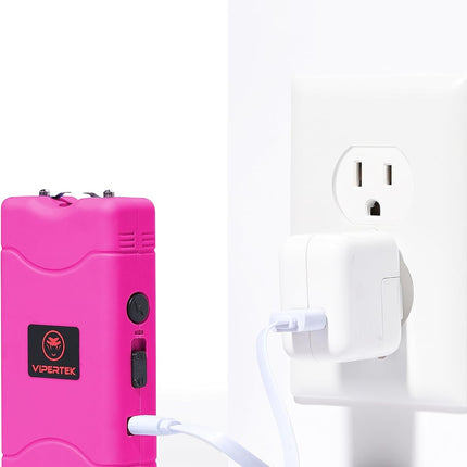 VTS-880 Mini Stun Gun for Self Defense Rechargeable with LED Flashlight