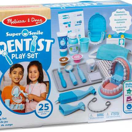Melissa & Doug Super Smile Dentist Play Set, 25-Piece Dentist Kit with Oversized Teeth, Large Tools & Accessories, Kids Toys for Girls & Boys 3+