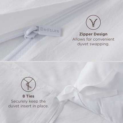 Bedsure White Duvet Cover Queen Size - 3 Pieces Prewashed Cotton-Like Polyester Extra Soft Bedding Set, Includes 1 Duvet Cover 90X90 Inches with Zipper Closure & 2 Pillow Shams, Comforter Not Included