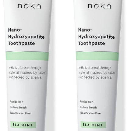 Fluoride Free Toothpaste, Nano Hydroxyapatite Toothpaste, Appropriate for Sensitive Teeth - for Adult Oral Care - Ela Mint Flavor, 1.3 Fl Oz 2Pk