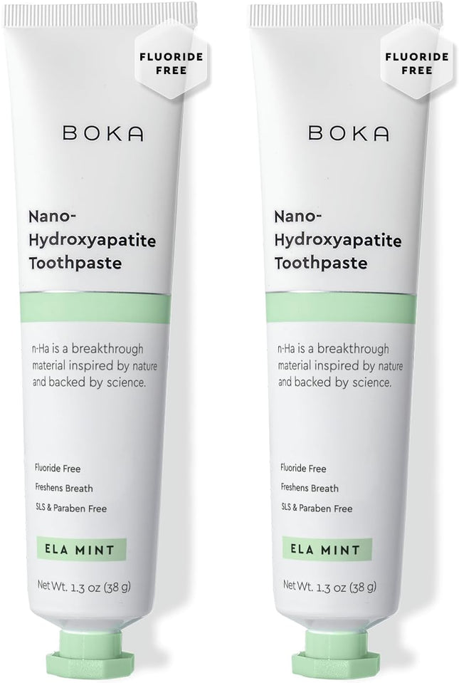 Fluoride Free Toothpaste, Nano Hydroxyapatite Toothpaste, Appropriate for Sensitive Teeth - for Adult Oral Care - Ela Mint Flavor, 1.3 Fl Oz 2Pk