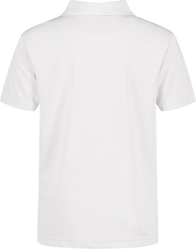 Boys' School Uniform Short Sleeve Polo Shirt, Button Closure, Moisture Wicking Performance Material