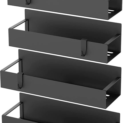 Metal 4 Pack Magnetic Spice Storage Rack Organizer for Refrigerator and Oven, Black Fridge Organizers and Storage, Metal