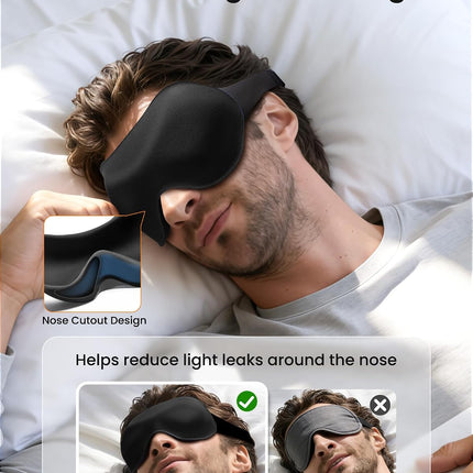 3 Pack Sleep Masks for Side Sleepers, True Blackout 3D Eye Mask for Sleeping, Zero Eye Pressure, Lash-Friendly, Adjustable Soft Eye Cover for Women Men, Travel Night Blindfold