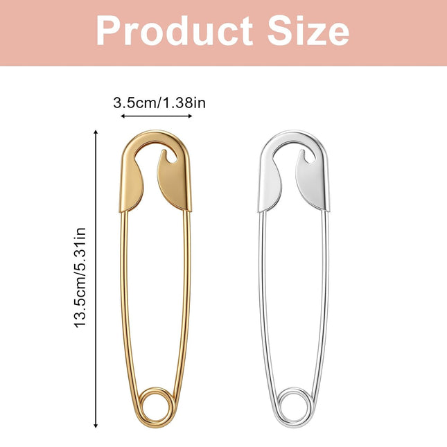 2 PCS Safety Pin Hair Clip Oversized Metal Hair Pins Hair Stick Pin