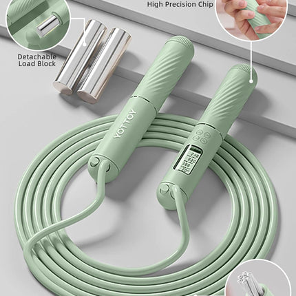 Skipping Ropes for Adults -Cordless Counter Jump Rope with Large Cordless Ball-Weighted Jump Rope for Women with LCD Display