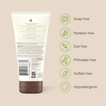 Aveeno Positively Radiant Skin Brightening Exfoliating Daily Face Wash Scrub, Gentle with Moisture-Rich Soy Extract, Helps Improve Skin Tone & Texture, Oil- & Soap-Free, Hypoallergenic, 5 Oz​