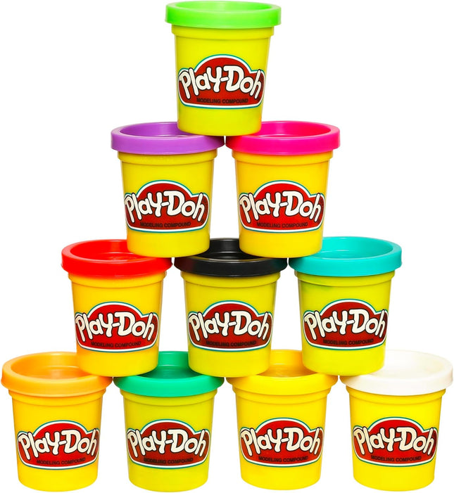 Play Doh Modeling Compound 10-Pack Case of Assorted Colors, Non-Toxic 2 Oz. Cans, Back to School Gifts, Prizes, & Party Favors, Preschool Toys for Kids, Ages 2+ (Amazon Exclusive)