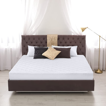 Quilted Fitted Mattress Pad, Queen Mattress Protector Topper with Deep Pocket Stretches up to 16 Inches, Machine Washable Mattress Cover by  (White)